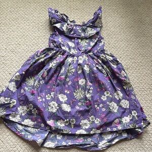 Tea collection Girls Purple Floral Ruffle Sundress high-low hem sz 6